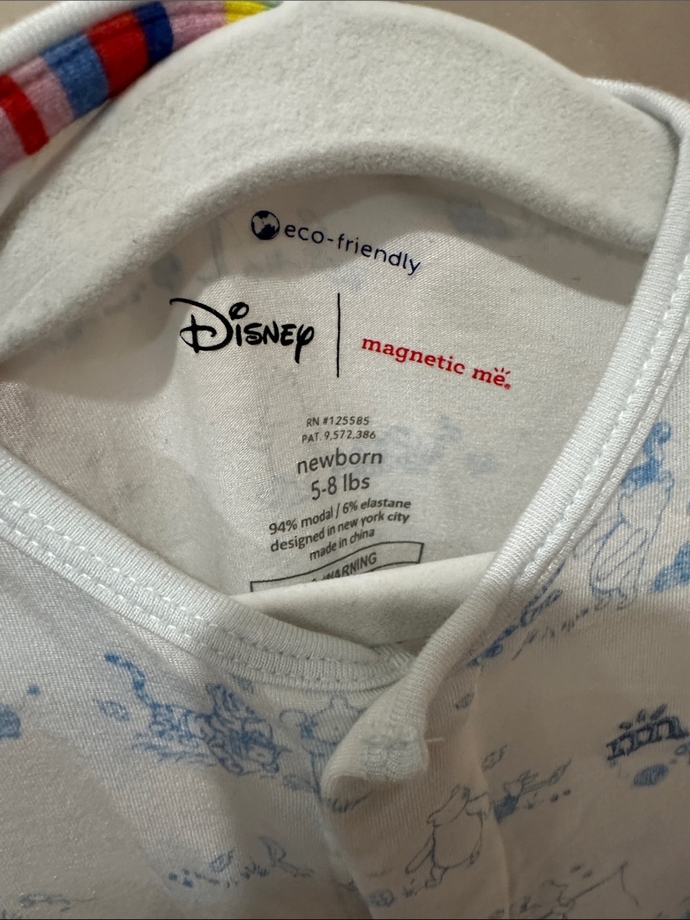 Magnetic Me Cream and Light Blue Disney Print Footie One-Piece - Picture 2 of 3